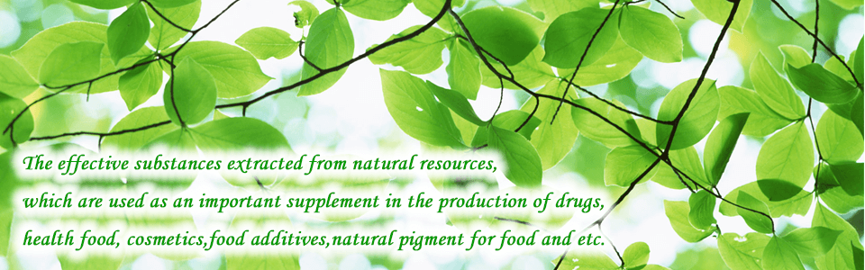 The effective substances extracted from natural resources,which are used as an important supplement in the production of drugs,health food, cosmetics,food additives,natural pigment for food and etc.